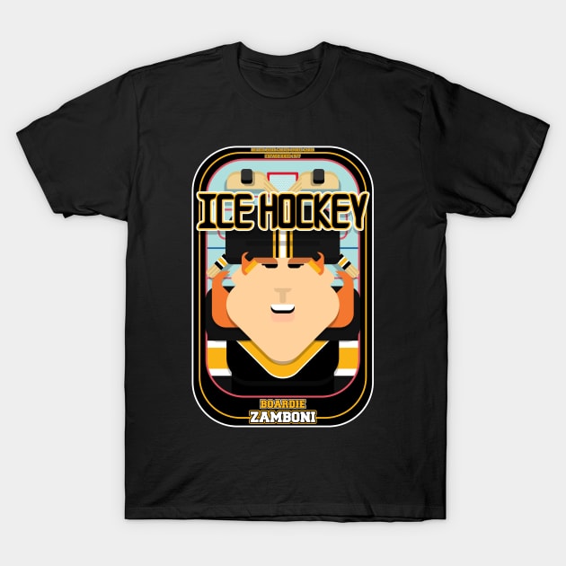 Ice Hockey Black and Yellow - Boardie Zamboni - Jacqui version T-Shirt by Boxedspapercrafts